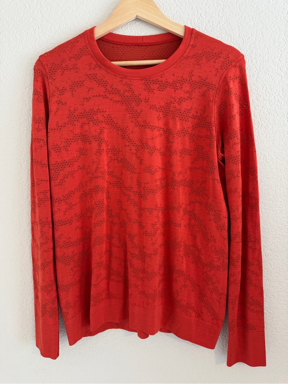 Lululemon Long Sleeve Top Rust/Burnt Orange Perforated Knit